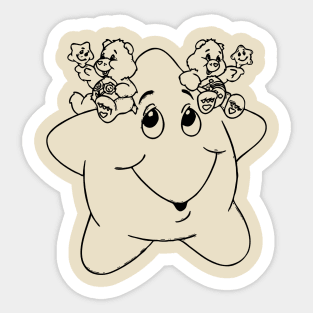 twin care bears sitting on a star Sticker